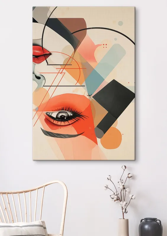 Pictură pe pânză Forme faciale și geometrice Nr s47448 Reducere