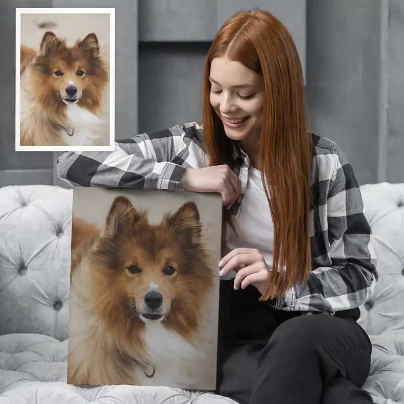 Retur gratuit Pictură pe pânză Câinele tău realizat la comandă după fotografia ta Nr s47157