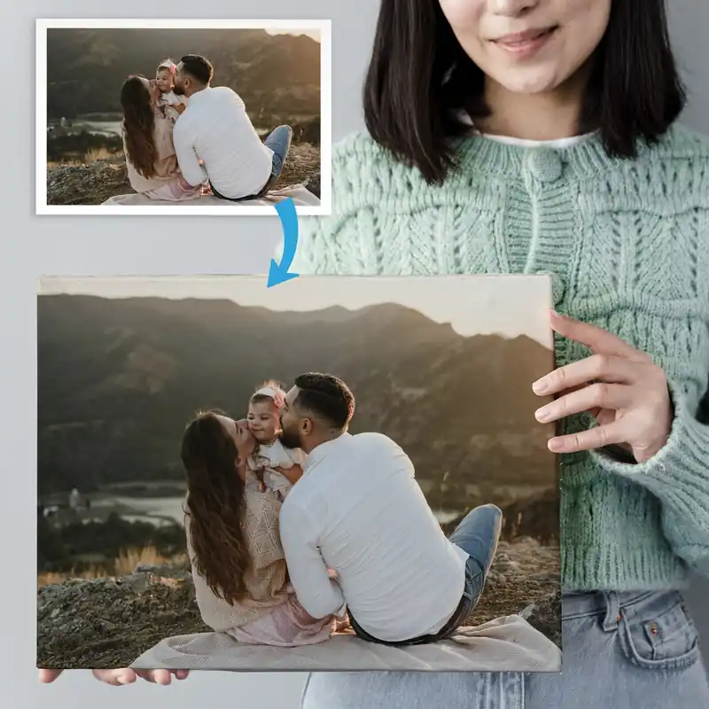 Noutate Pictură pe pânză Cadou romantic pentru un cuplu pe baza unei fotografii Nr s47210