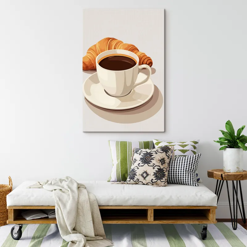 Pictură pe pânză Cafea cu croissant Nr s47397 Premium