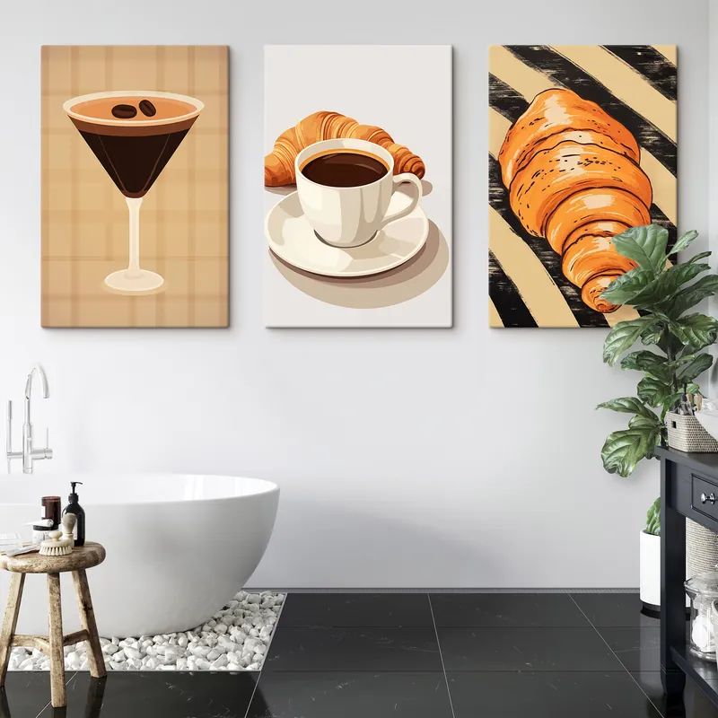 Pictură pe pânză Cafea și croissant Nr m01212 Preț redus
