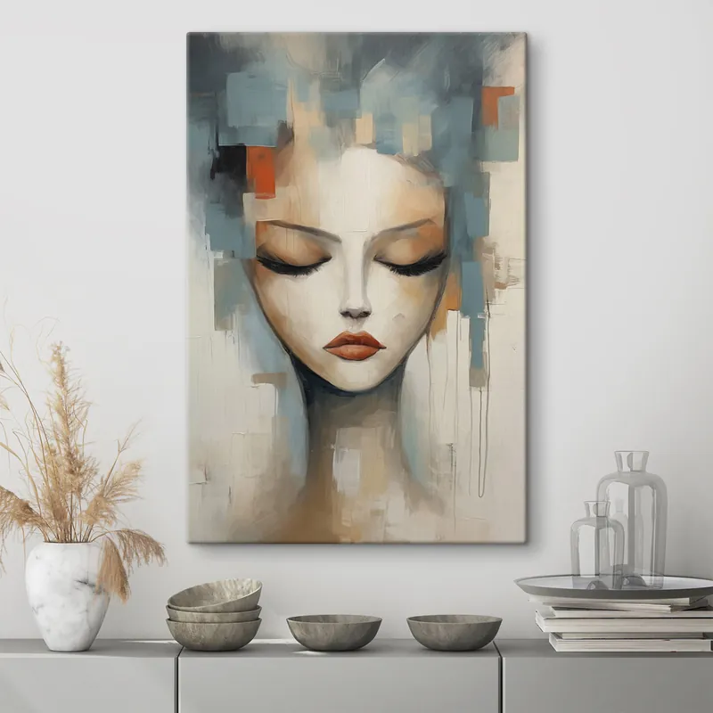 Pictură pe pânză Portret abstract al unei fete Nr s47364 Reducere extra
