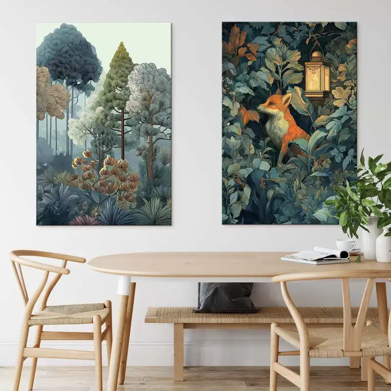 Pictură pe pânză O vulpe drăguță într-o pădure de basm Nr m01248 Retur gratuit