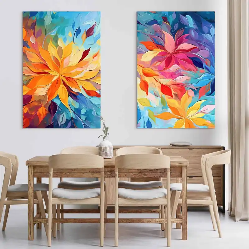 Reducere Pictură pe pânză Flori abstracte luminoase, imitație de pictură în ulei Nr m01252