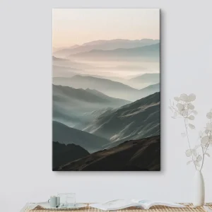 Reducere Pictură pe pânză Vârfuri montane în ceață Nr s47627