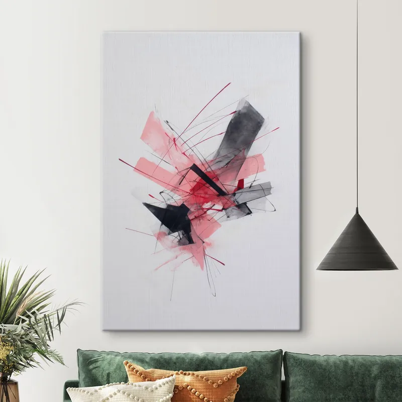 Retur ușor Pictură pe pânză Rezumat cu elemente geometrice roz și negre Nr s46950
