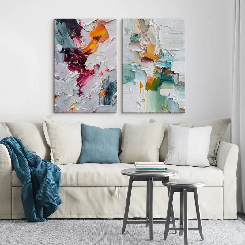 Cumpărături sigure Pictură pe pânză Abstract colorat cu tușe grosiere într-un stil modern Nr m01098