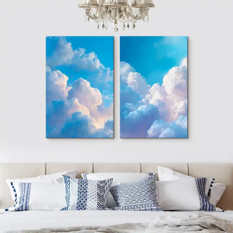 Pictură pe pânză Compoziție decorativă cu nori majestuoși pe un cer albastru Nr m01101 Noutate