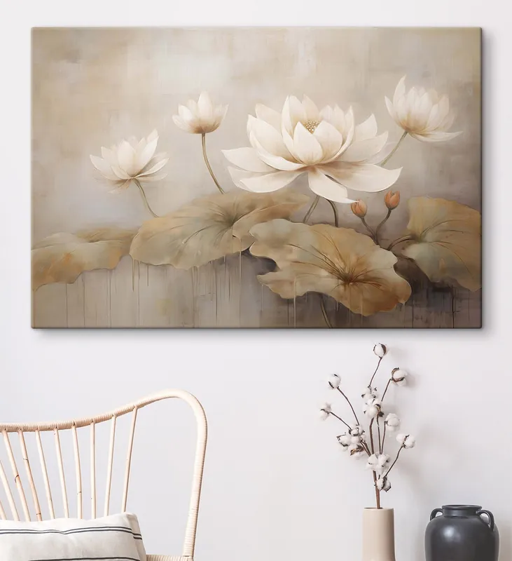 Pictură pe pânză Flori mari de lotus Nr s47639 Ofertă exclusivă