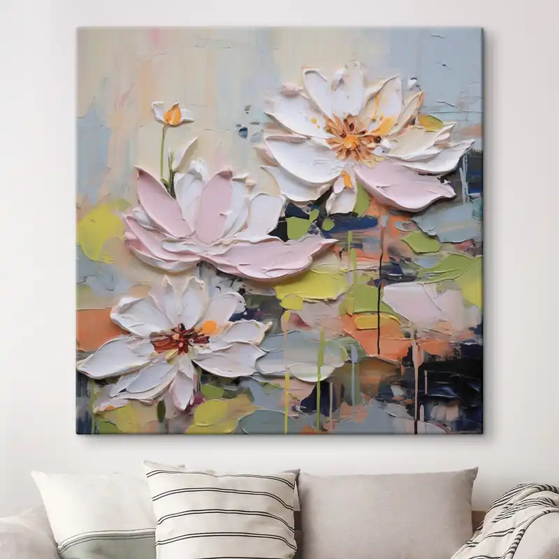 Pictură pe pânză Flori de lotus abstracte, pictură imitație Nr s47721 Reduceri