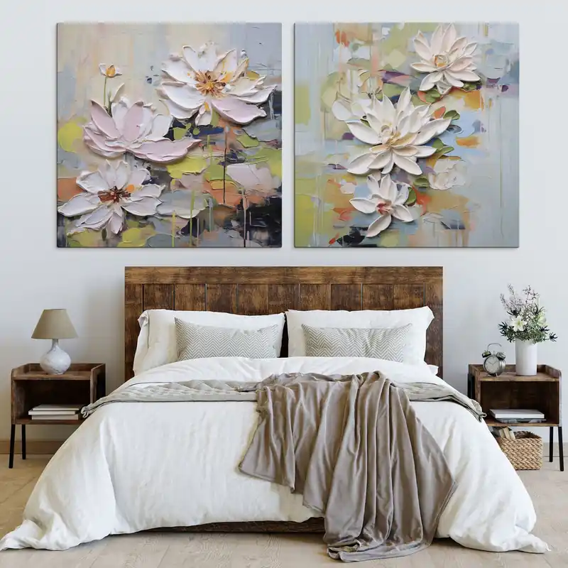 Retur ușor Pictură pe pânză Flori de lotus abstracte, pictură imitație Nr m01295