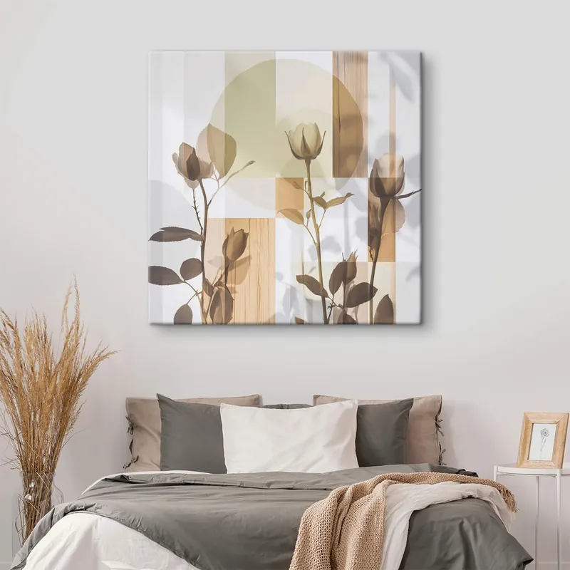 Pictură pe pânză Abstracție cu flori și forme geometrice Nr s47654 Preț mic