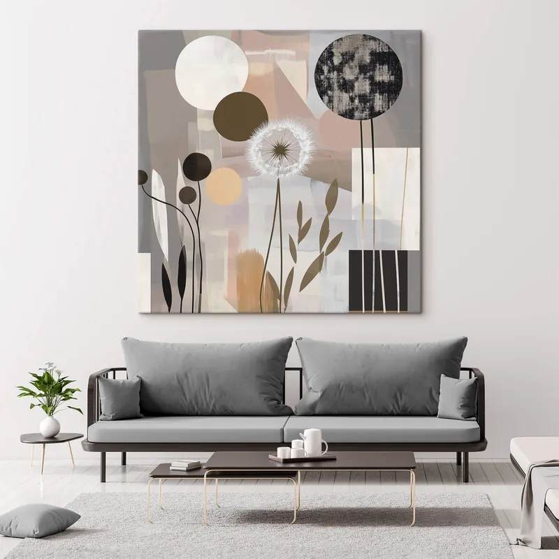 Reducere Pictură pe pânză Abstracție cu păpădii și plante Nr s47775