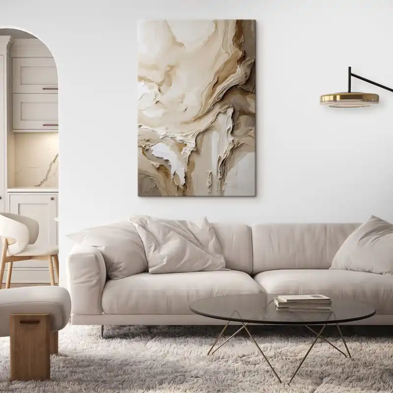 Pictură pe pânză Textură abstractă stratificată bej Nr s47269 Ieftin