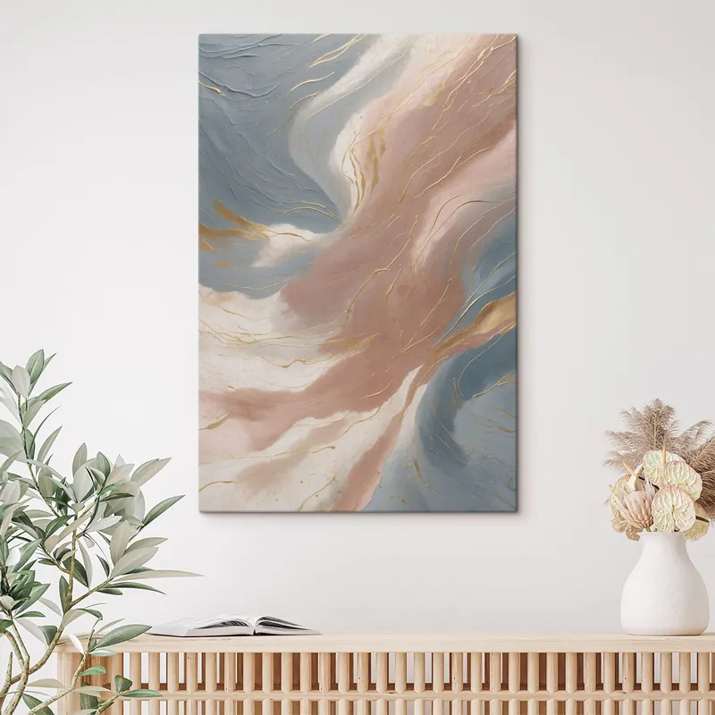 Cel mai vândut Pictură pe pânză Valuri abstracte în nuanțe delicate de albastru și roz Nr s47753