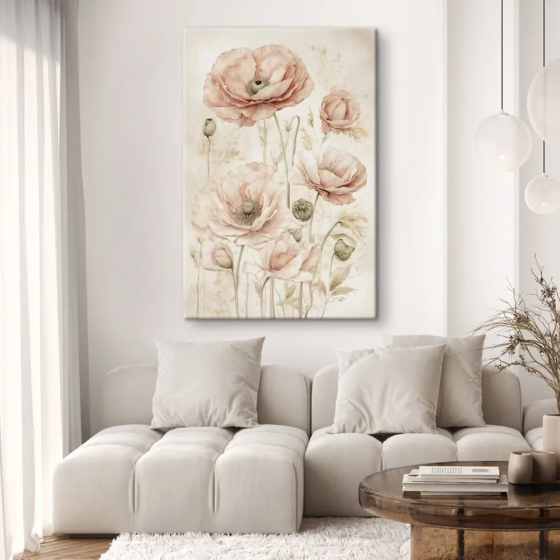 Vezi acum Pictură pe pânză Flori delicate în nuanțe de roz deschis Nr s47756