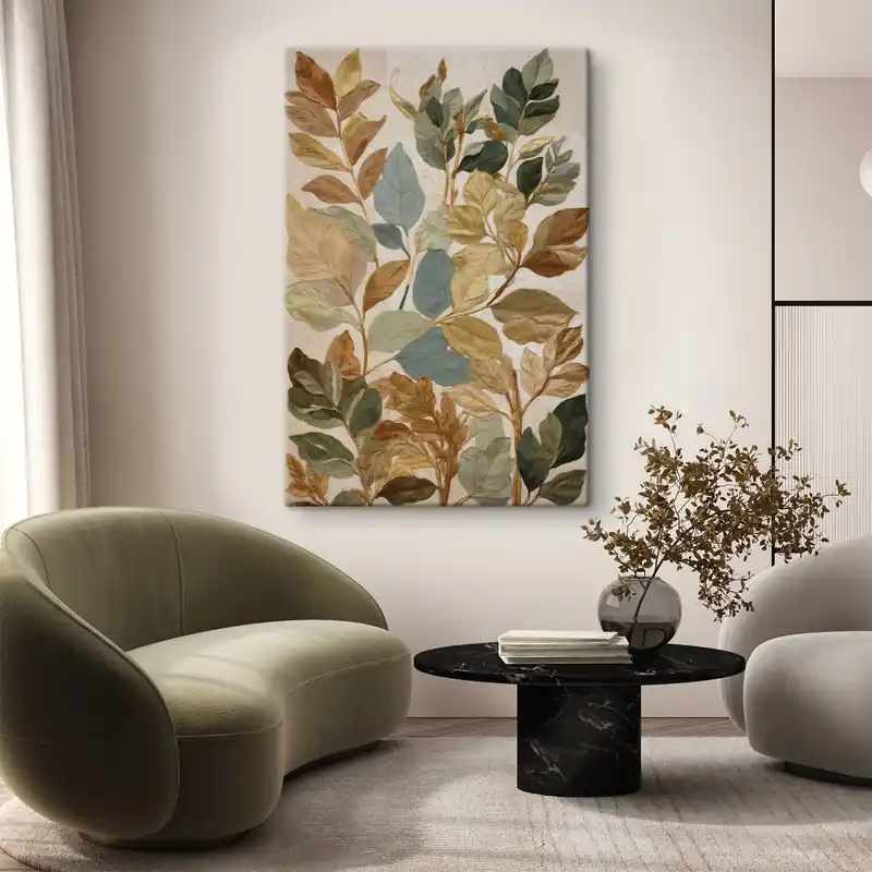 Nu rata Pictură pe pânză Frunze decorative într-o paletă naturală caldă Nr s47759