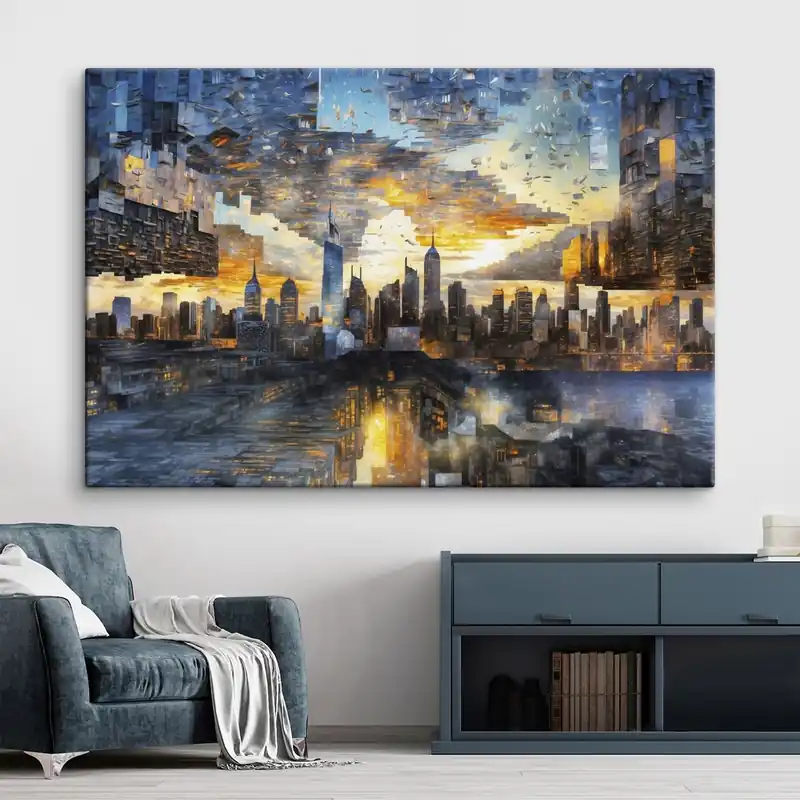 Cumpără acum Pictură pe pânză Peisaj urban fantastic cu un cer fragmentat Nr s47768
