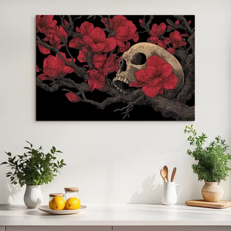 Super ofertă Pictură pe pânză Craniu cu flori Nr s47797