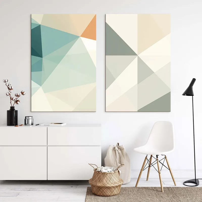 Pictură pe pânză Forme geometrice abstracte, triunghiuri Nr m30023 Disponibil imediat