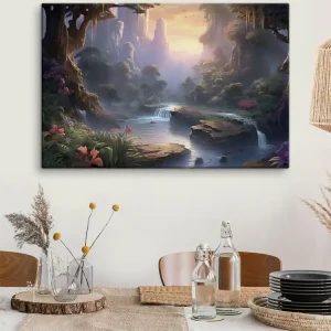 Pictură pe pânză Cascade într-o pădure de basm Nr s47893 Nu rata