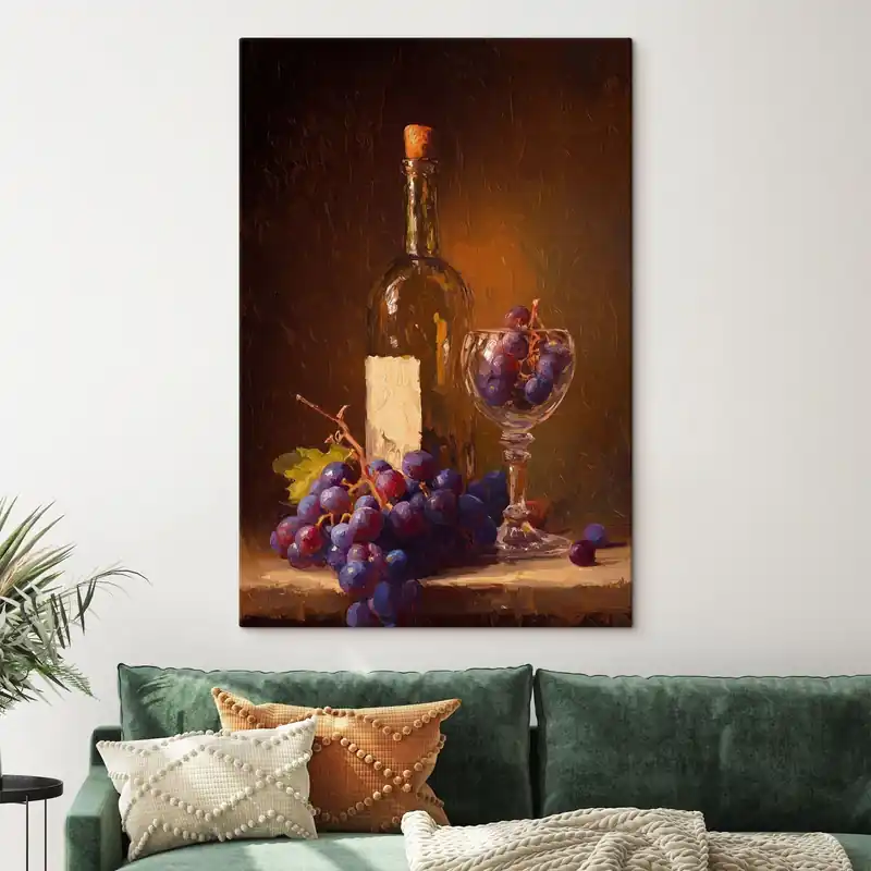 Preț promoțional Pictură pe pânză Natură moartă cu vin și struguri Nr s47922