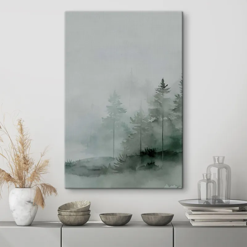 Expediere rapidă Pictură pe pânză Brazi în pădure, imitație în acuarelă Nr s47998