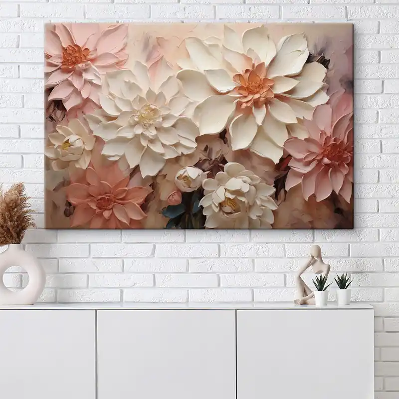 Pictură pe pânză Flori mari, imitație de pictură în ulei Nr s48001 Plată sigură