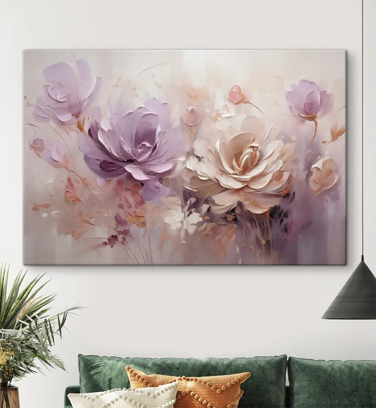 Pictură pe pânză Flori mari delicate, imitație de pictură în ulei Nr s48002 Preț promoțional