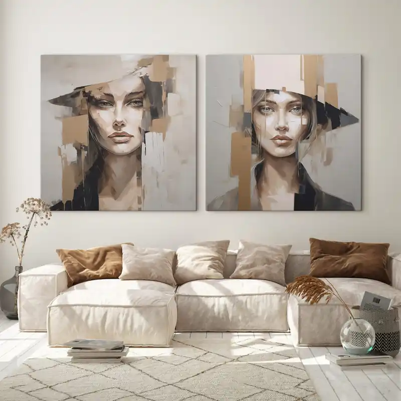 Plată securizată Pictură pe pânză Portret abstract al unei fete Nr m30073