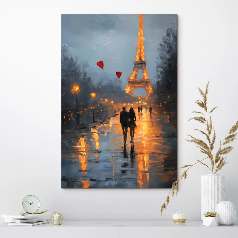 Reducere de preț Pictură pe pânză plimbare romantică în Paris în stilul picturii în ulei Nr s47952