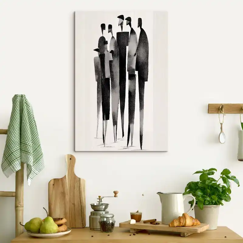 Pictură pe pânză figuri umane minimaliste, alungite, stând în șir Nr s48068 Cumpără online