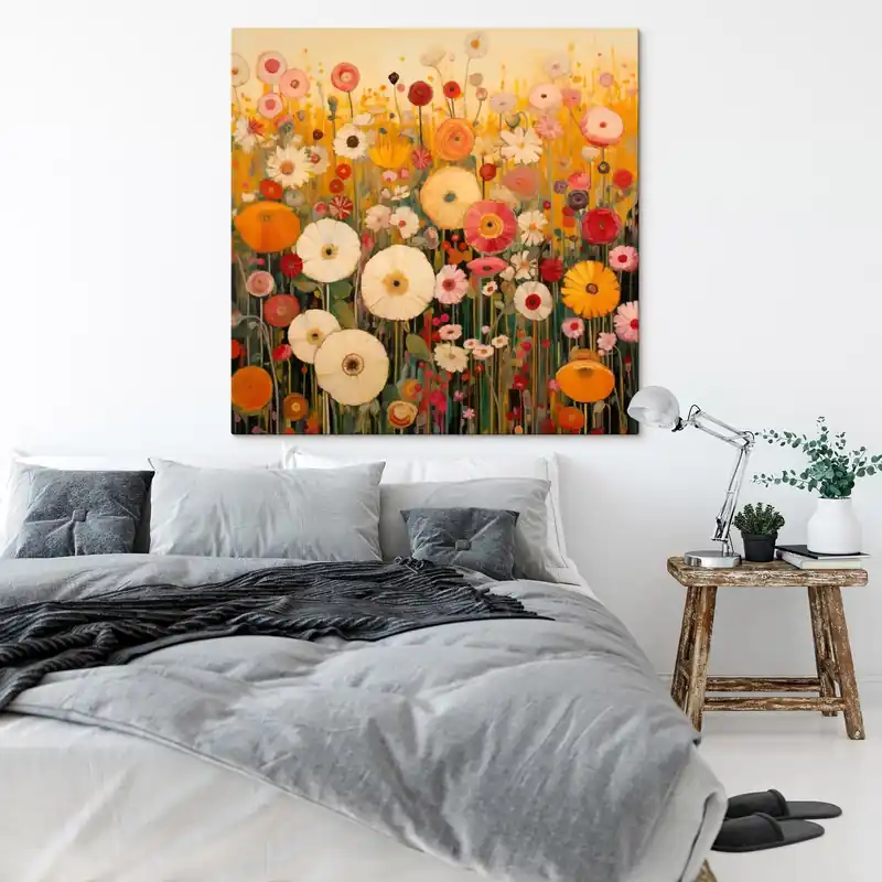 Pictură pe pânză câmp de flori ornamentale vibrante Nr s48112 Reducere specială