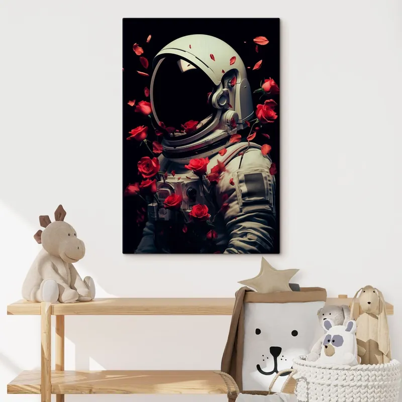 Retur gratuit Pictură pe pânză portret suprarealist al unui astronaut în costum spațial alb Nr s48113