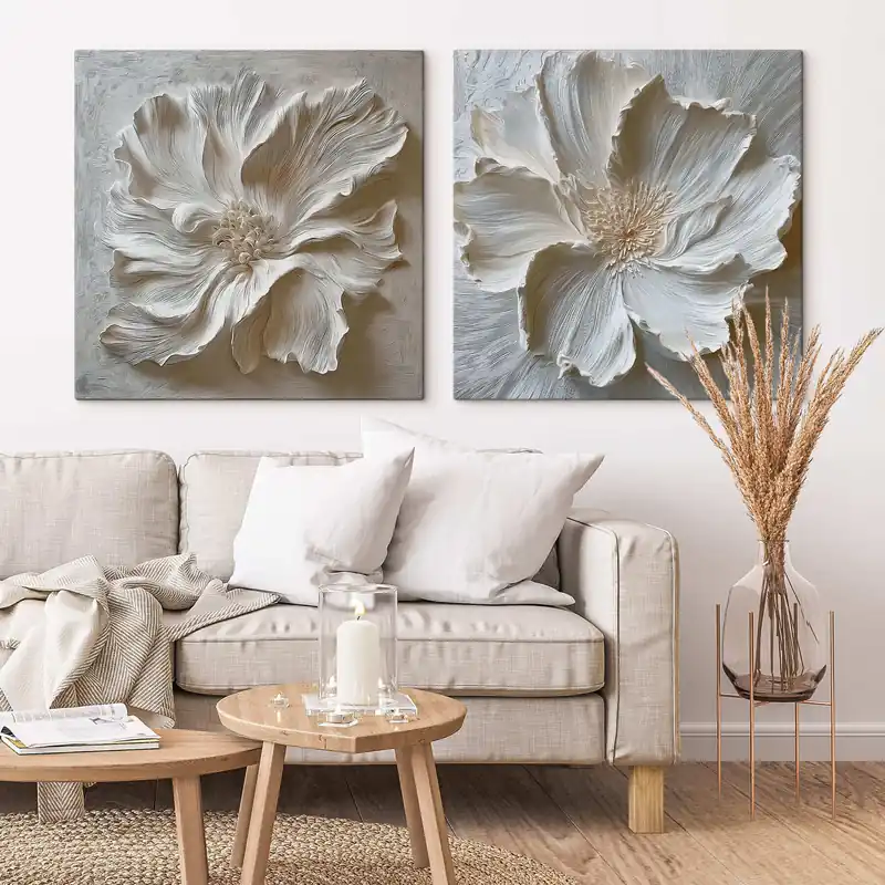 Pictură pe pânză Floare albă în relief Nr m30081 Ultima șansă