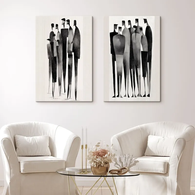 Preferatul clienților Pictură pe pânză Figuri abstracte alb-negru Nr m30085