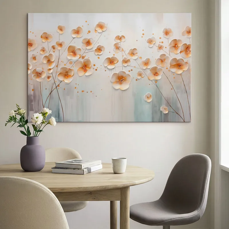 Ofertă limitată Pictură pe pânză Flori deschise cu accente portocalii Nr s48087