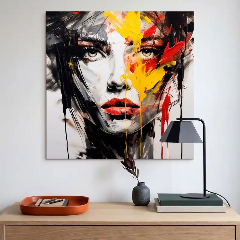 Pictură pe pânză Portret de femeie cu tușe de vopsea îndrăznețe Nr s48088 Comandă acum