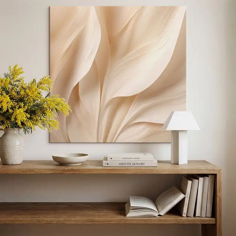 Reducere specială Pictură pe pânză Linii abstracte bej fluide Nr s48095
