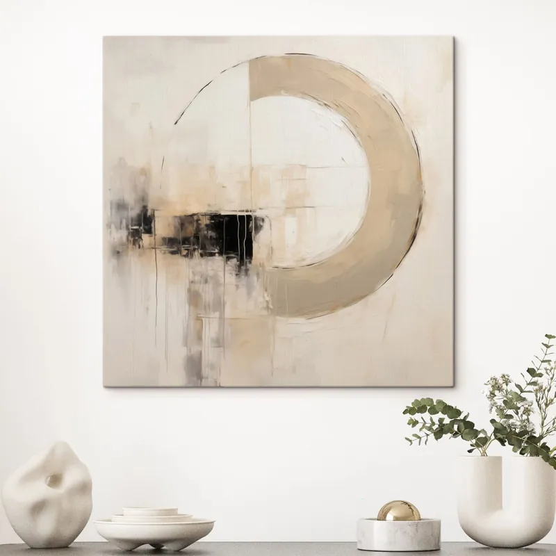 Discount Pictură pe pânză Cerc abstract cu accent întunecat Nr s48098