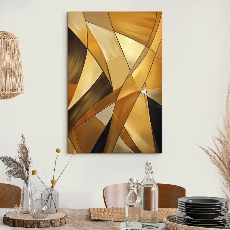 Pictură pe pânză Forme geometrice abstracte în nuanțe de portocaliu, maro și alb, cu contururi subțiri pe un fundal texturat Nr s47864 Super ofertă