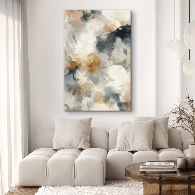 Preferatul clienților Pictură pe pânză Compoziție artistică cu flori mari și grafice liniare Nr s47971