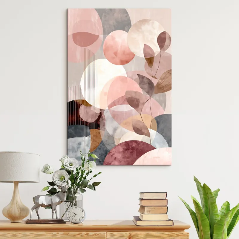 Pictură pe pânză Forme geometrice și elemente botanice într-un stil minimalist modern Nr s47975 Promoție