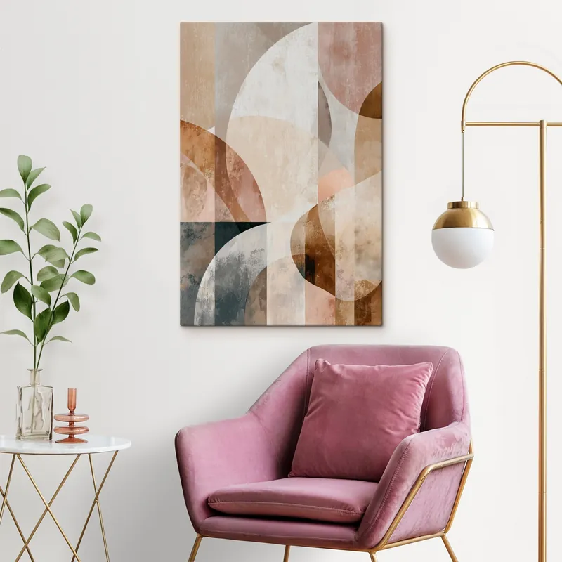 Doar azi Pictură pe pânză Compoziție modernă cu forme circulare și linii verticale Nr s47980