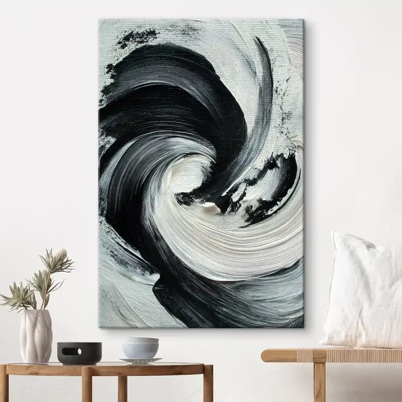 Ofertă Pictură pe pânză Spirală abstractă cu tușe expresive în stilul picturii în ulei Nr s47989