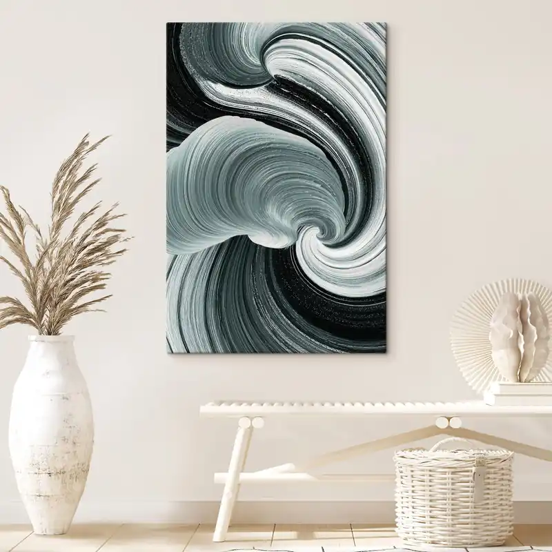 Calitate înaltă Pictură pe pânză Energia mișcării abstract alb-negru în stilul picturii în ulei Nr s47990