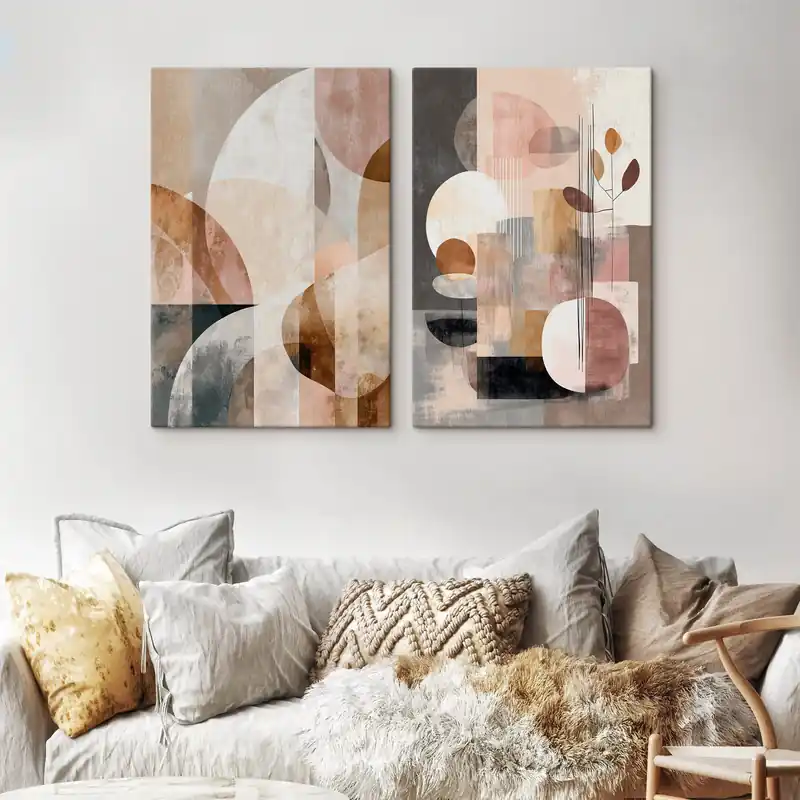 Pictură pe pânză Abstract artistic în tonuri pământii, cu efect texturat Nr m30037 Livrare rapidă