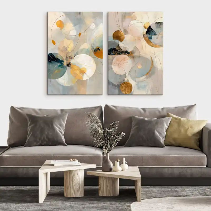 Pictură pe pânză Artă decorativă în tonuri de albastru-crem cu un efect de lumină delicată Nr m30039 Retur gratuit