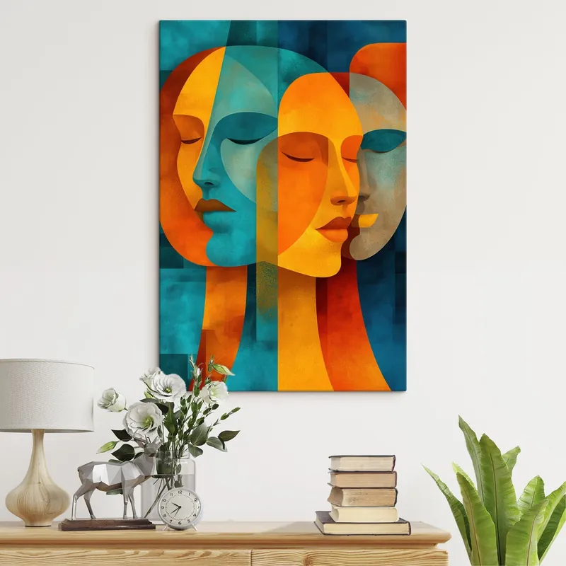 Pictură pe pânză Profiluri geometrice feminine Nr s48257 Preț promoțional