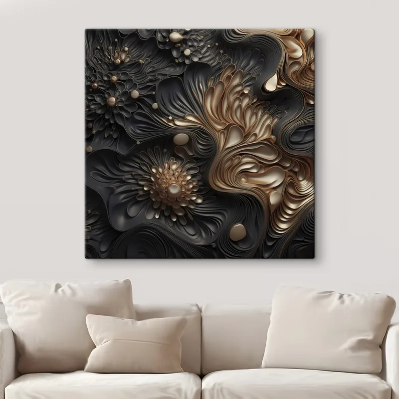 Reducere Pictură pe pânză Forme abstracte, fluide și organice, de culoare închisă, care creează o artă modernă plină de textură Nr s48384